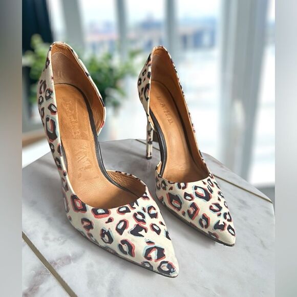 L.A.M.B. Camryn II Leopard Print platform D' Orsay Pumps Size 8 - Picture 3 of 14